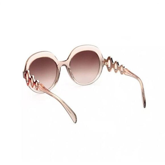 NEW Emilio Pucci EP174 44F Brown Crystal Round Over Size Sunglasses Frame